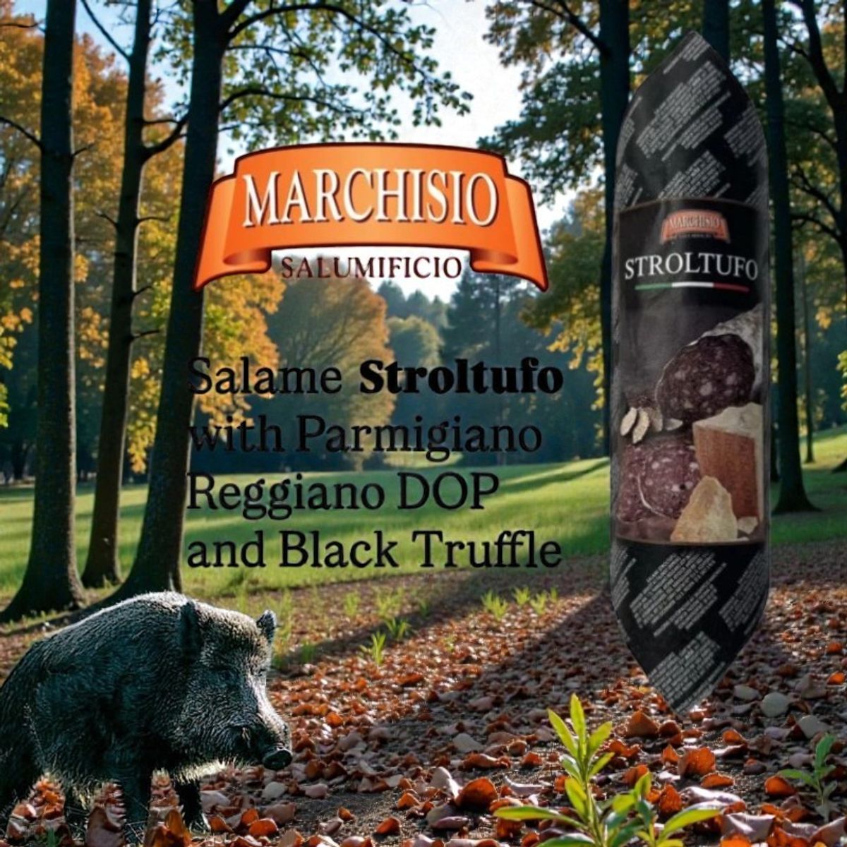 Salame Stroltufo - trøffel og Parmigiano Reggiano 300g, Marchisio
