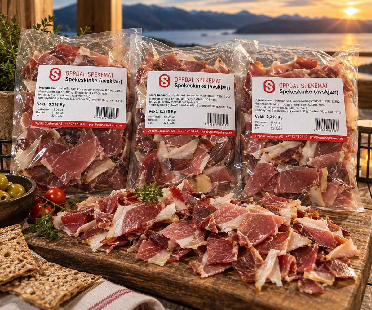 Avskjærspakke med spekeskinke fra Oppdal ca 1000g 