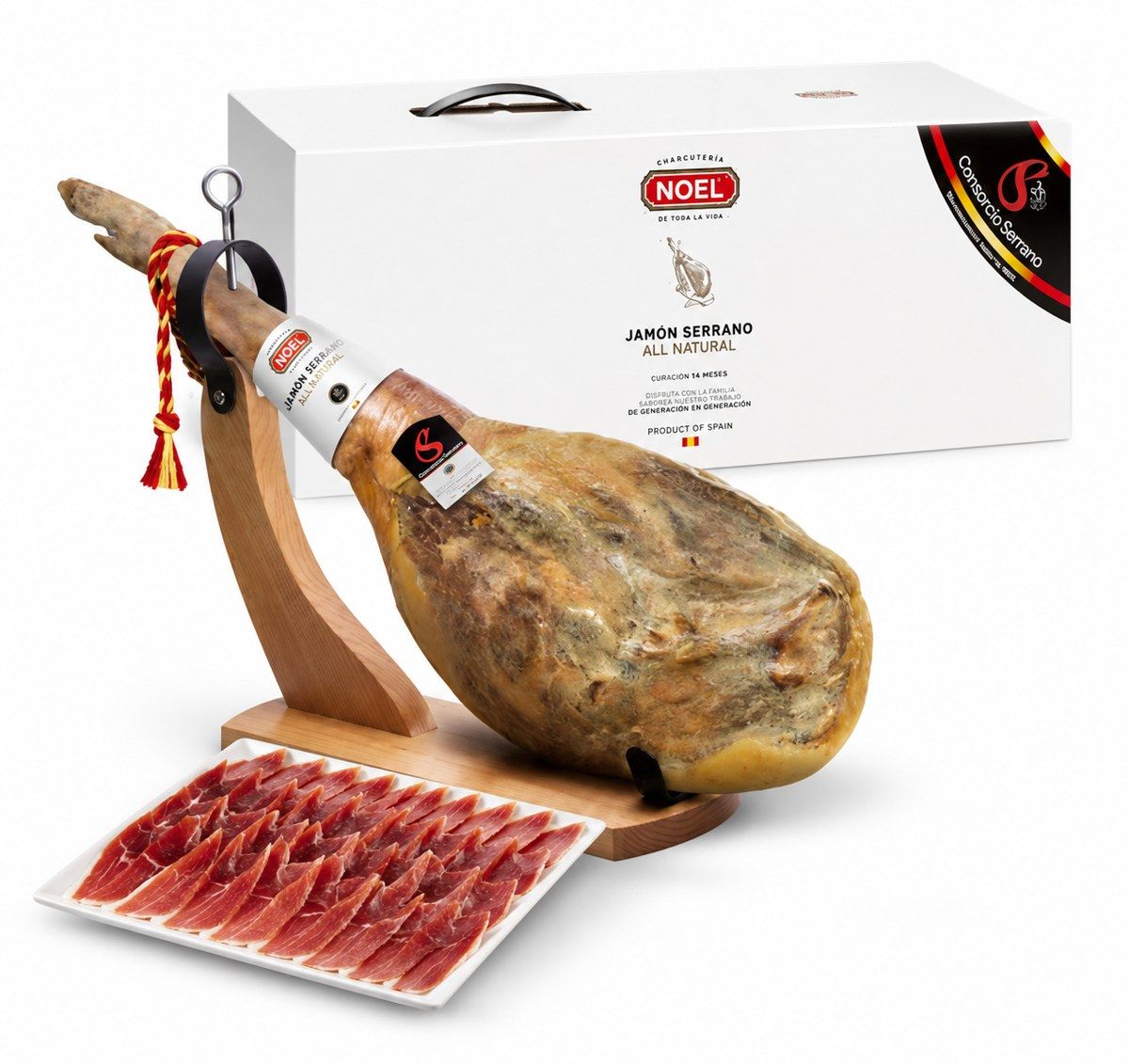 Serranoskinke 14 mnd 7.5 kg m/Stativ og Kniv (Dato 24.10.26)
